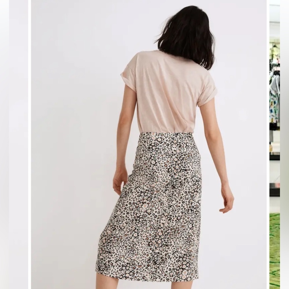 Madewell Daisy Groove Side Button Midi Skirt Floral Print Size 2 - Picture 2 of 14